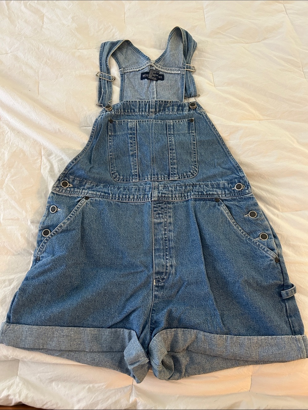 Mountain Lake Light Blue Denim Short Overalls